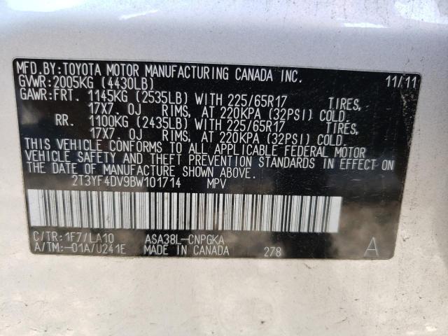 Photo 11 VIN: 2T3YF4DV9BW101714 - TOYOTA RAV4 LIMIT 