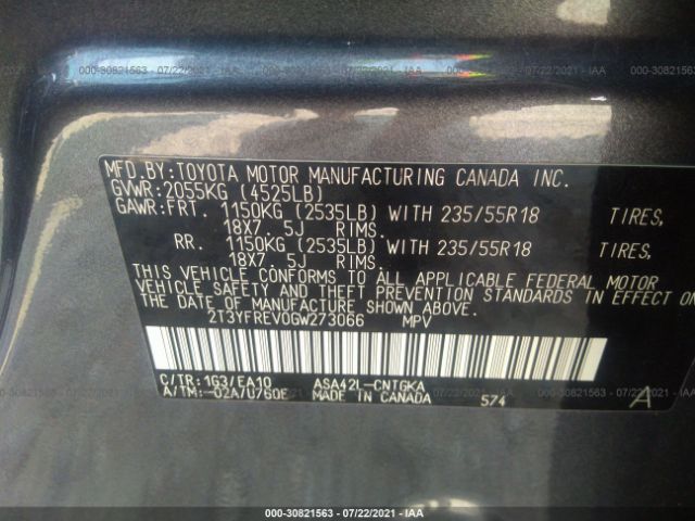 Photo 8 VIN: 2T3YFREV0GW273066 - TOYOTA RAV4 