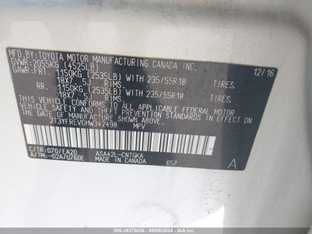 Photo 8 VIN: 2T3YFREV0HW342498 - TOYOTA RAV4 