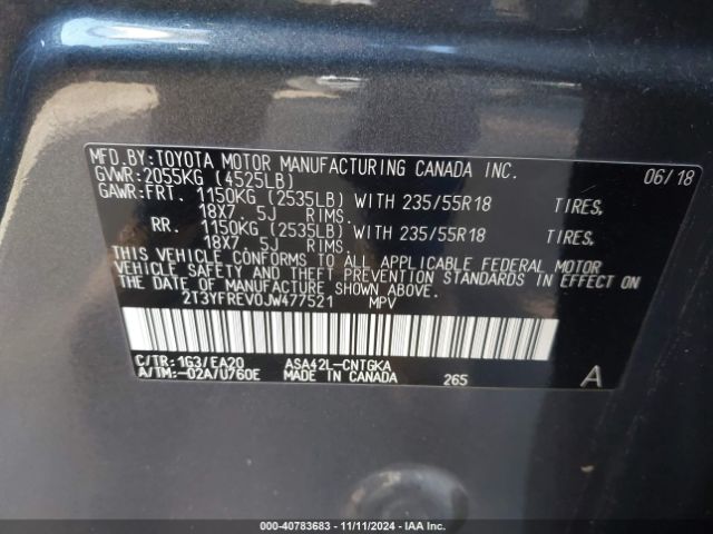 Photo 8 VIN: 2T3YFREV0JW477521 - TOYOTA RAV4 