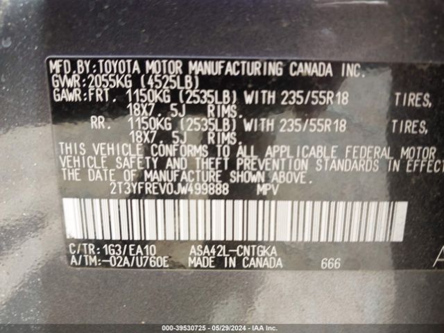 Photo 8 VIN: 2T3YFREV0JW499888 - TOYOTA RAV4 