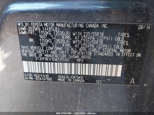 Photo 8 VIN: 2T3YFREV1EW125540 - TOYOTA RAV4 