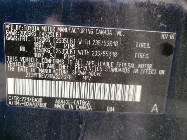 Photo 9 VIN: 2T3YFREV2HW327078 - TOYOTA RAV4 LIMIT 