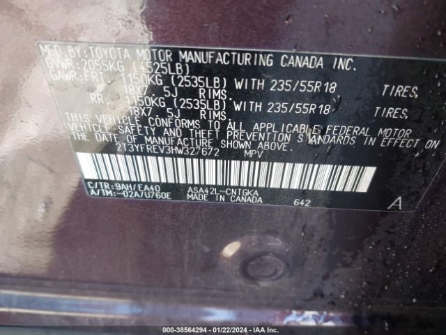 Photo 8 VIN: 2T3YFREV3HW327672 - TOYOTA RAV4 