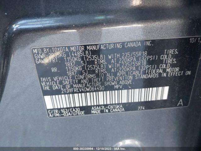 Photo 8 VIN: 2T3YFREV4DW064490 - TOYOTA RAV4 