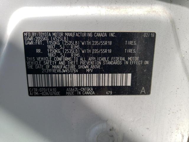 Photo 12 VIN: 2T3YFREV6JW451764 - TOYOTA RAV4 LIMIT 