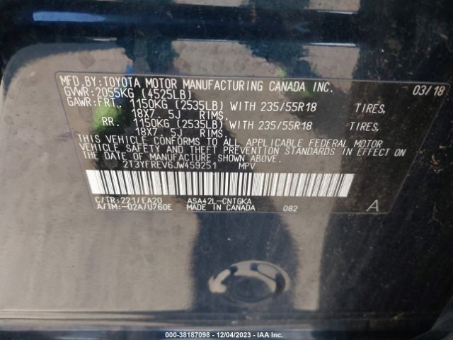 Photo 8 VIN: 2T3YFREV6JW459251 - TOYOTA RAV4 