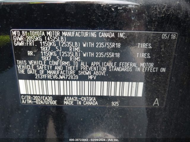 Photo 8 VIN: 2T3YFREV6JW472839 - TOYOTA RAV4 