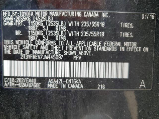 Photo 13 VIN: 2T3YFREV7JW445097 - TOYOTA RAV4 LIMIT 