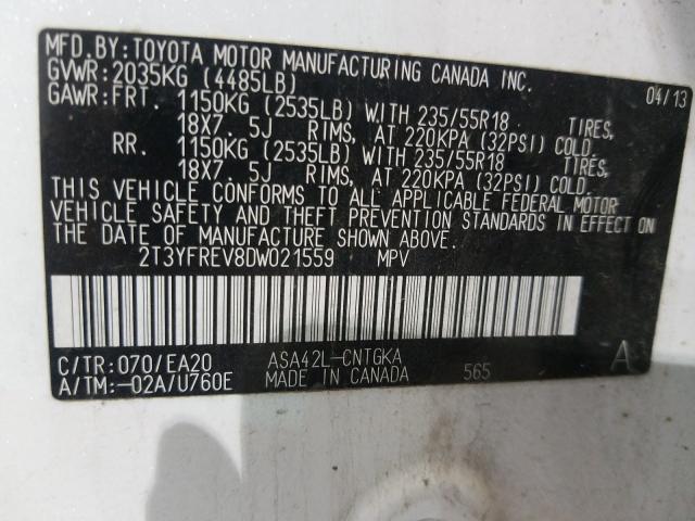 Photo 9 VIN: 2T3YFREV8DW021559 - TOYOTA RAV4 LIMIT 