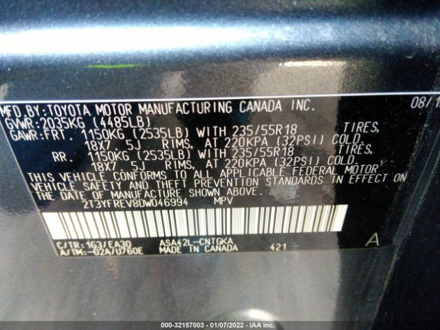 Photo 8 VIN: 2T3YFREV8DW046994 - TOYOTA RAV4 