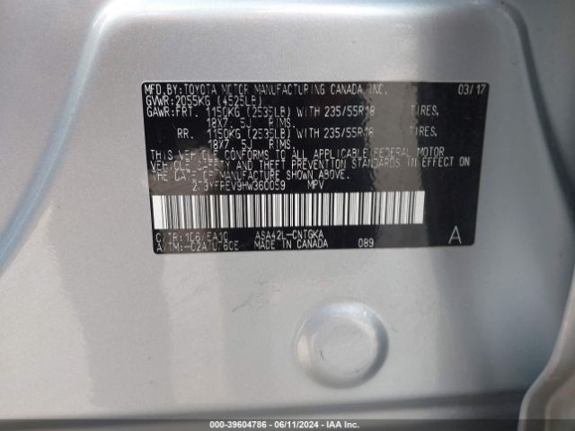 Photo 8 VIN: 2T3YFREV9HW360059 - TOYOTA RAV4 