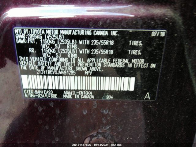 Photo 8 VIN: 2T3YFREVXJW491295 - TOYOTA RAV4 