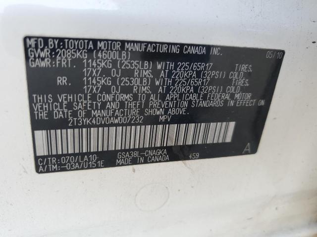 Photo 12 VIN: 2T3YK4DV0AW007232 - TOYOTA RAV4 LIMIT 