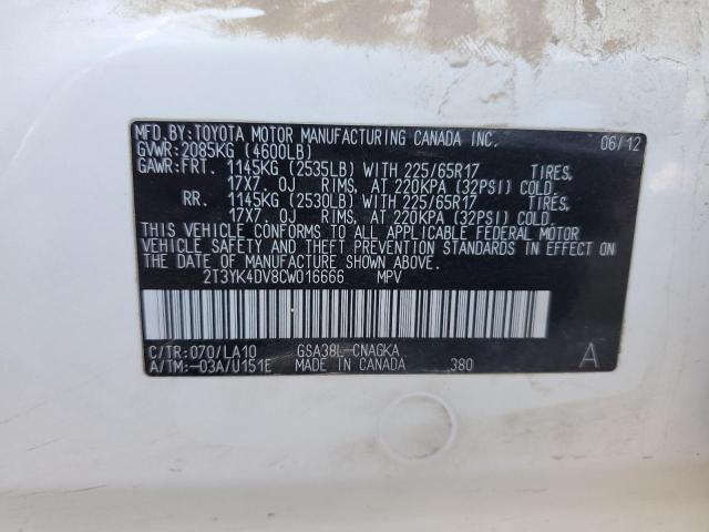 Photo 13 VIN: 2T3YK4DV8CW016666 - TOYOTA RAV4 LIMIT 