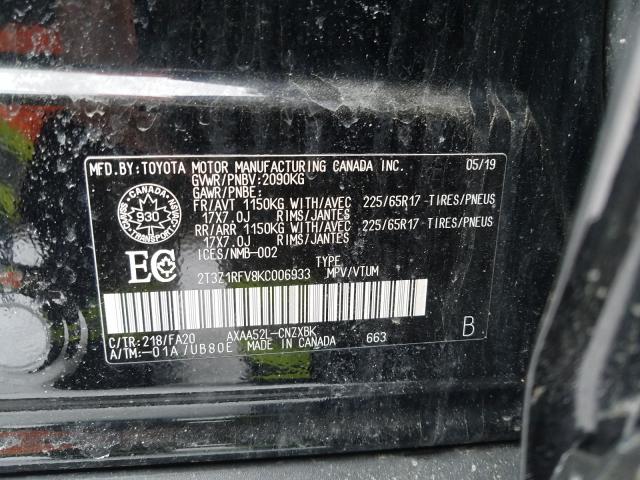 Photo 9 VIN: 2T3Z1RFV8KC006933 - TOYOTA RAV4 LE 