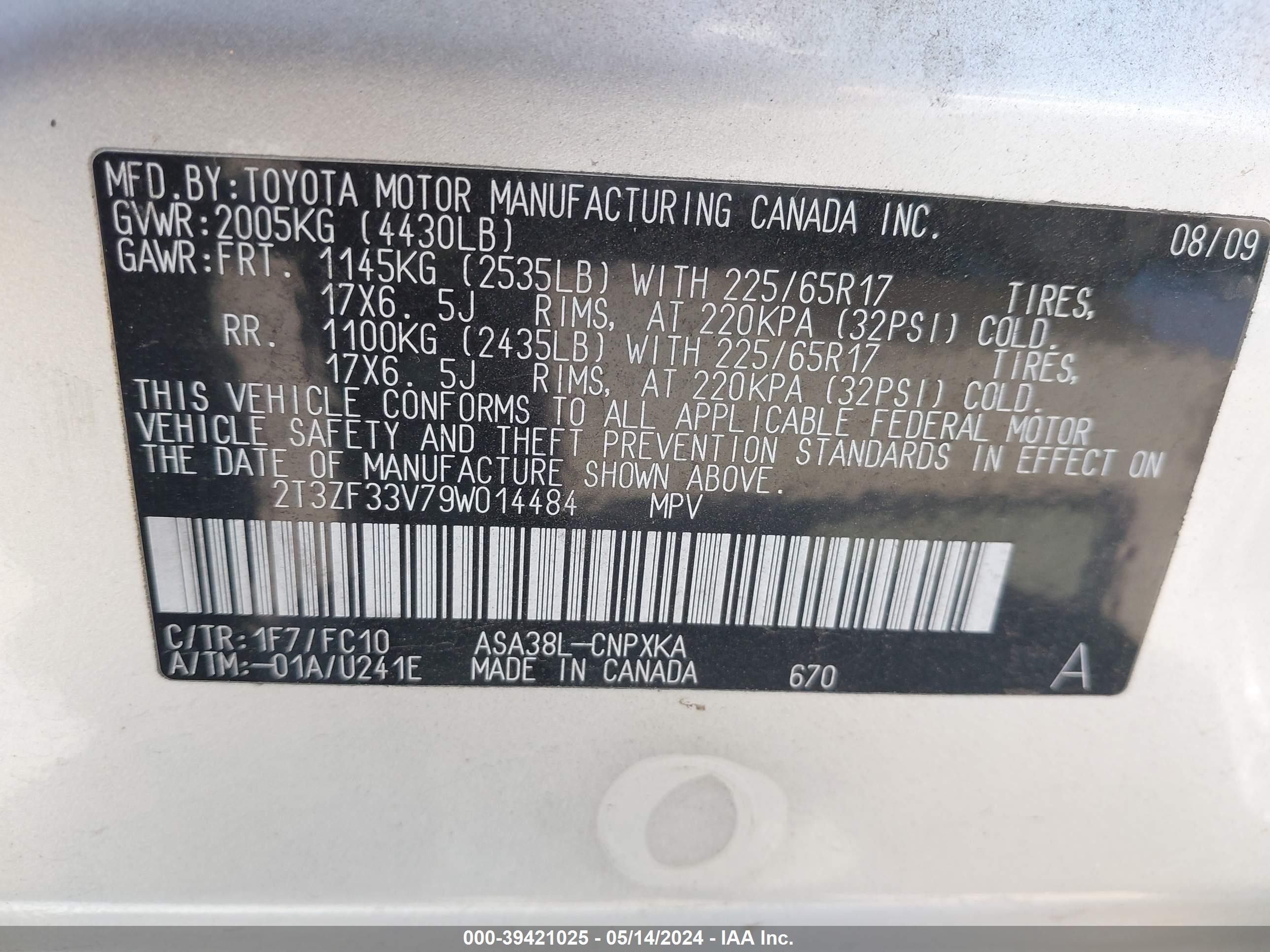 Photo 8 VIN: 2T3ZF33V79W014484 - TOYOTA RAV 4 