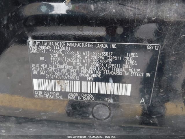 Photo 8 VIN: 2T3ZF4DV1CW136012 - TOYOTA RAV4 