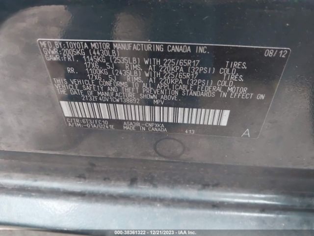 Photo 8 VIN: 2T3ZF4DV1CW138892 - TOYOTA RAV4 