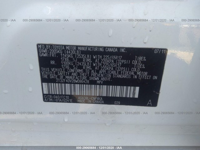 Photo 8 VIN: 2T3ZF4DV2BW086428 - TOYOTA RAV4 