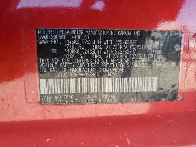 Photo 12 VIN: 2T3ZF4DV3AW028908 - TOYOTA RAV4 