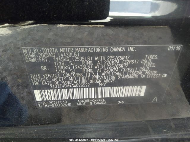 Photo 8 VIN: 2T3ZF4DV4AW026522 - TOYOTA RAV4 