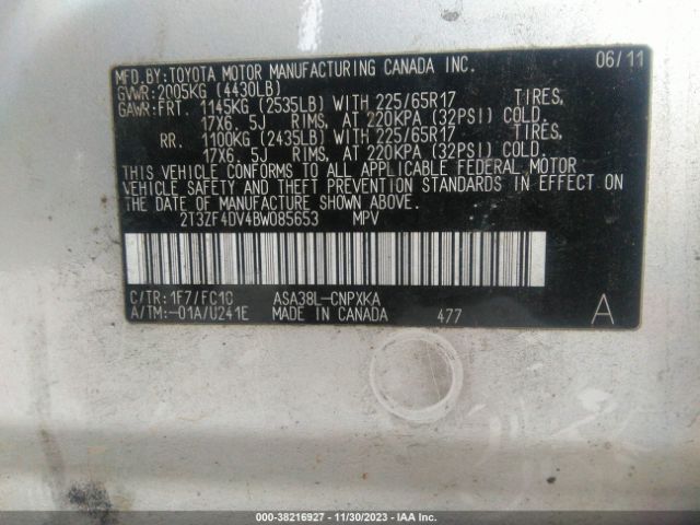 Photo 8 VIN: 2T3ZF4DV4BW085653 - TOYOTA RAV4 