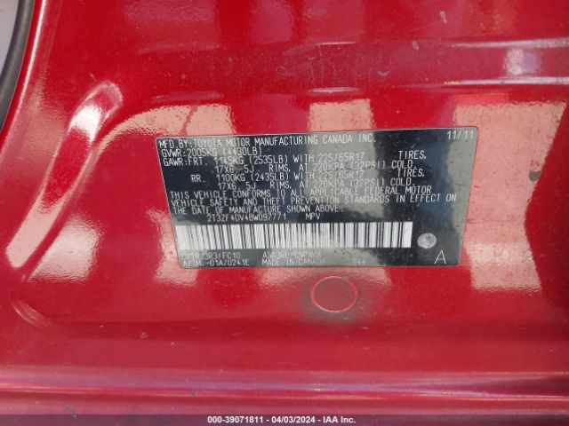 Photo 8 VIN: 2T3ZF4DV4BW097771 - TOYOTA RAV4 