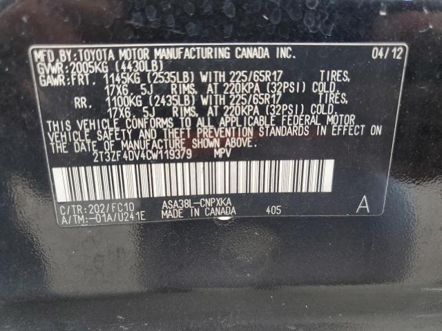 Photo 12 VIN: 2T3ZF4DV4CW119379 - TOYOTA RAV4 