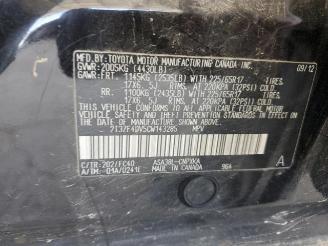 Photo 12 VIN: 2T3ZF4DV5CW143285 - TOYOTA RAV4 