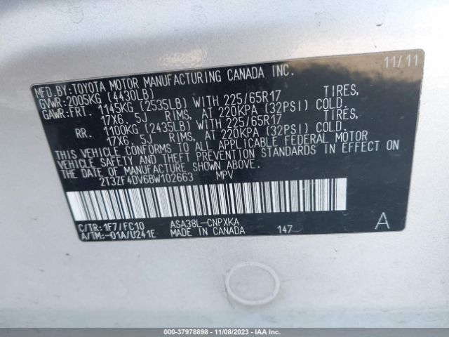 Photo 8 VIN: 2T3ZF4DV6BW102663 - TOYOTA RAV4 