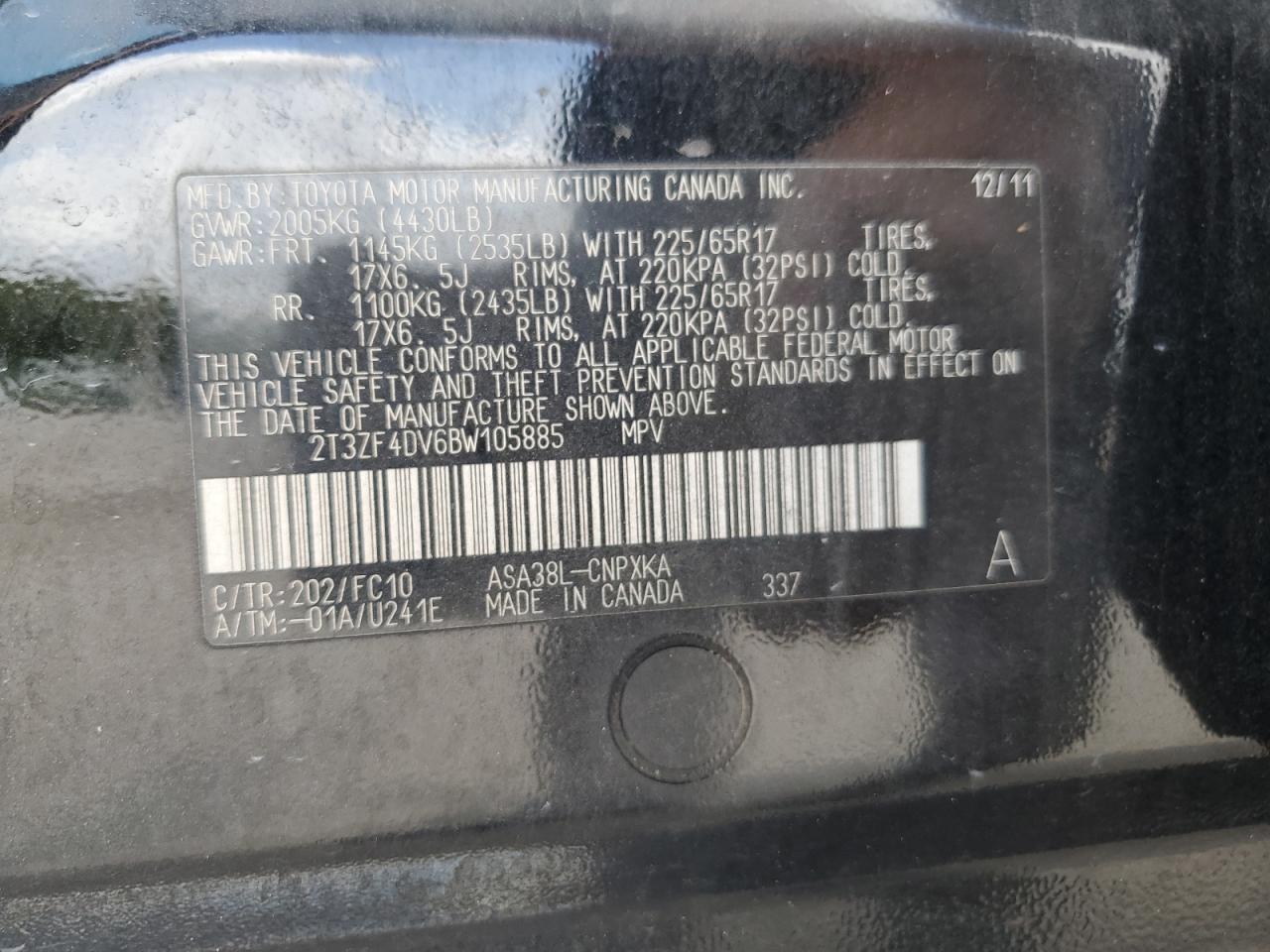 Photo 11 VIN: 2T3ZF4DV6BW105885 - TOYOTA RAV 4 