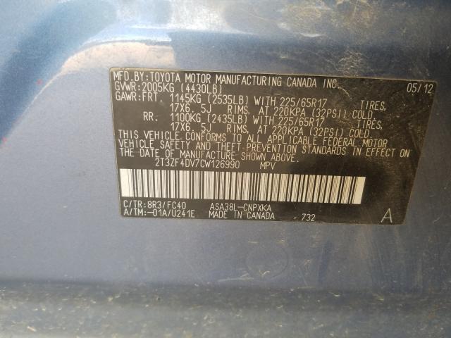 Photo 9 VIN: 2T3ZF4DV7CW126990 - TOYOTA RAV4 