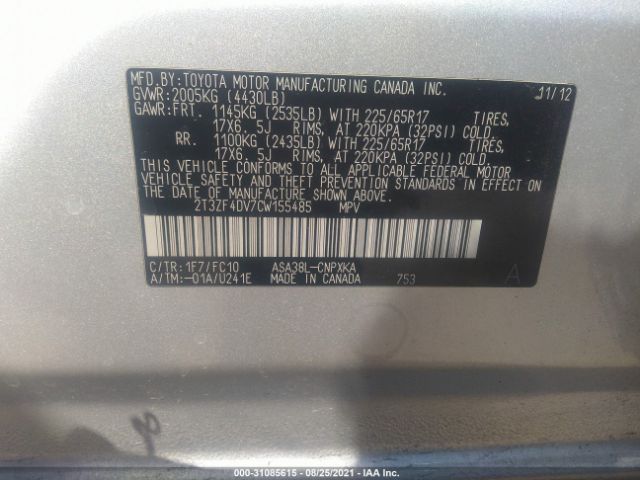 Photo 8 VIN: 2T3ZF4DV7CW155485 - TOYOTA RAV4 