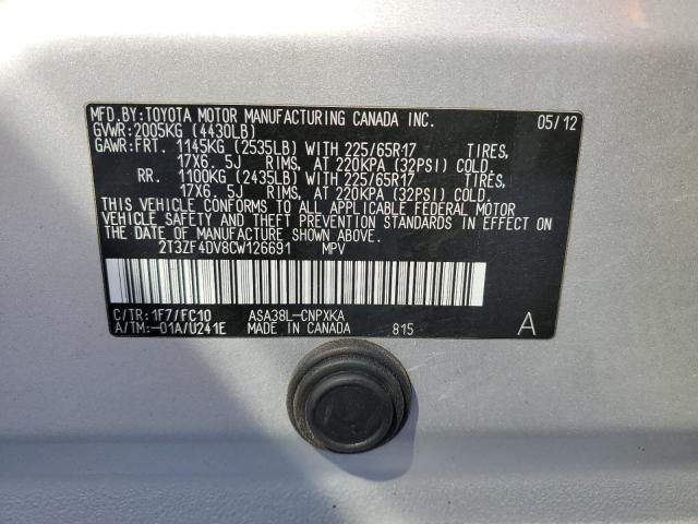 Photo 12 VIN: 2T3ZF4DV8CW126691 - TOYOTA RAV4 