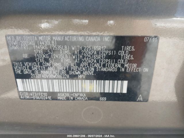 Photo 8 VIN: 2T3ZF4DV9BW086328 - TOYOTA RAV4 