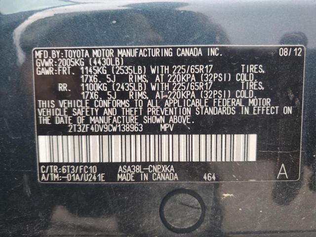 Photo 12 VIN: 2T3ZF4DV9CW138963 - TOYOTA RAV4 