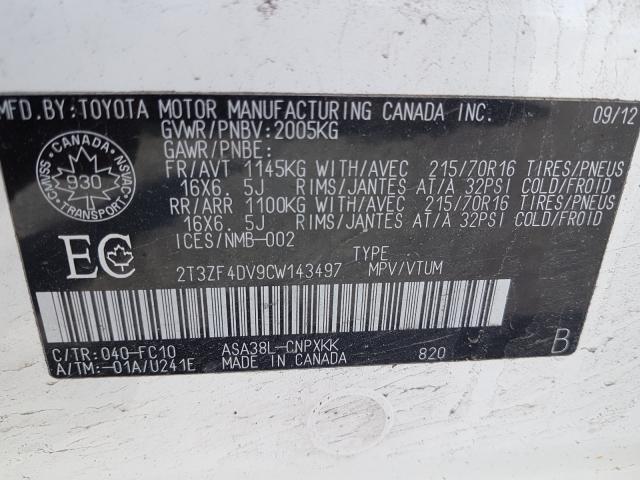 Photo 8 VIN: 2T3ZF4DV9CW143497 - TOYOTA RAV4 