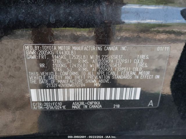 Photo 8 VIN: 2T3ZF4DVXBW070784 - TOYOTA RAV4 