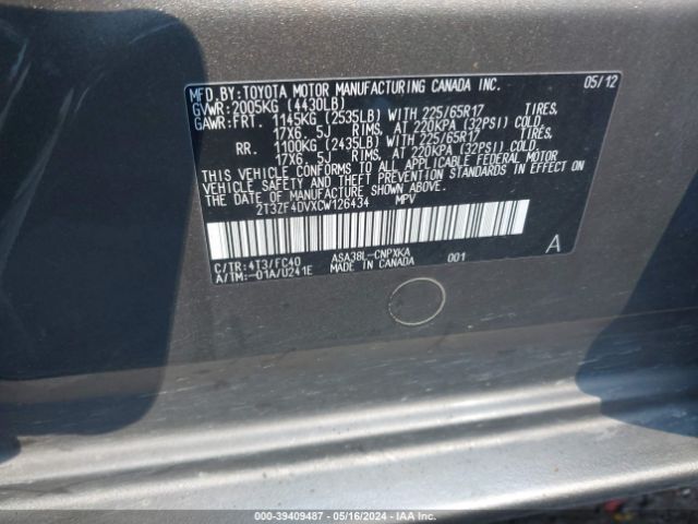 Photo 8 VIN: 2T3ZF4DVXCW126434 - TOYOTA RAV4 