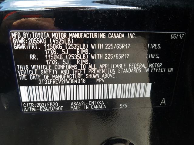 Photo 9 VIN: 2T3ZFREV2HW384918 - TOYOTA RAV4 LE 