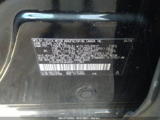 Photo 8 VIN: 2T3ZFREV3EW099687 - TOYOTA RAV4 