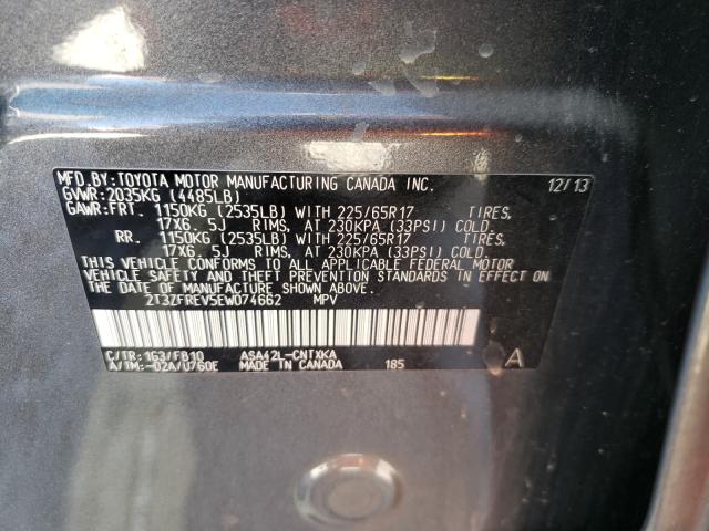 Photo 9 VIN: 2T3ZFREV5EW074662 - TOYOTA RAV4 LE 