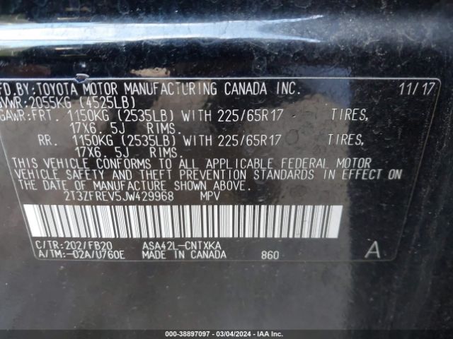 Photo 8 VIN: 2T3ZFREV5JW429968 - TOYOTA RAV4 