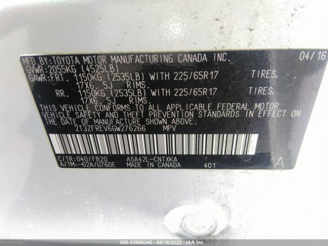 Photo 8 VIN: 2T3ZFREV6GW276266 - TOYOTA RAV4 