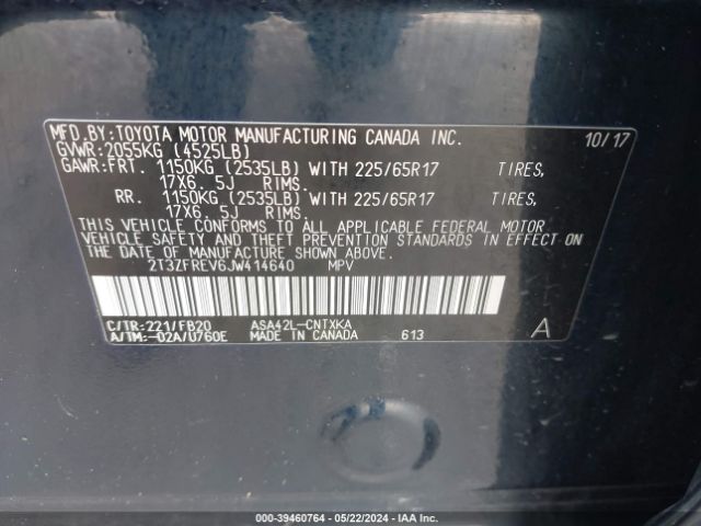 Photo 8 VIN: 2T3ZFREV6JW414640 - TOYOTA RAV4 