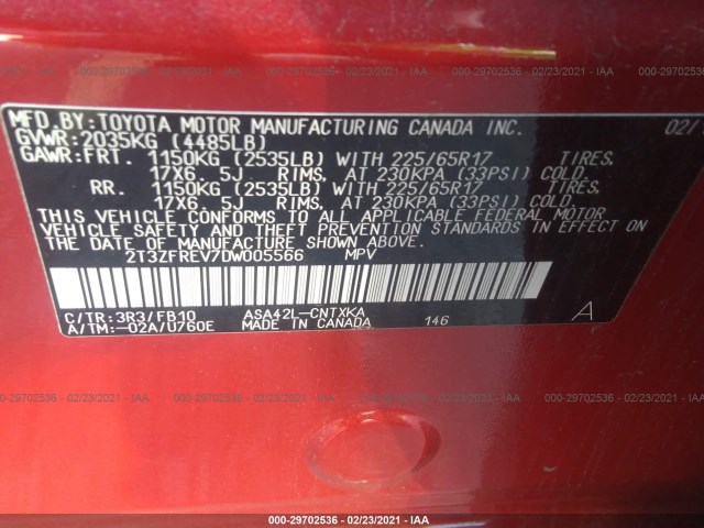 Photo 8 VIN: 2T3ZFREV7DW005566 - TOYOTA RAV4 