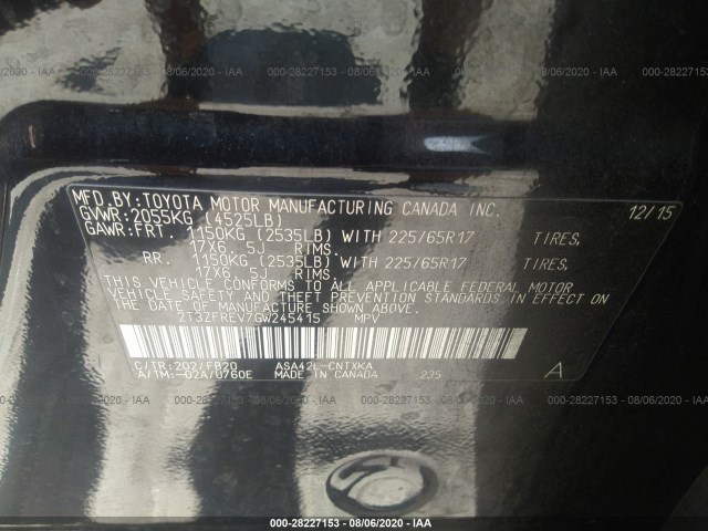 Photo 8 VIN: 2T3ZFREV7GW245415 - TOYOTA RAV4 