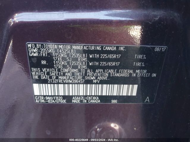 Photo 8 VIN: 2T3ZFREV8HW396457 - TOYOTA RAV4 