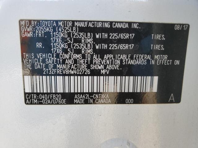 Photo 12 VIN: 2T3ZFREV8HW402726 - TOYOTA RAV4 LE 